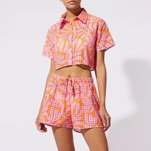 Solid & Striped | The cropped cabana shirt and Charlie Eyelet Short set